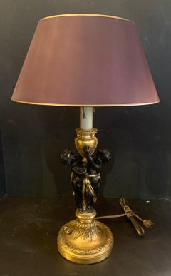 Wonderful Pair E.F. Caldwell Stamped French Bronze Patinated Putti Cherub Lamps