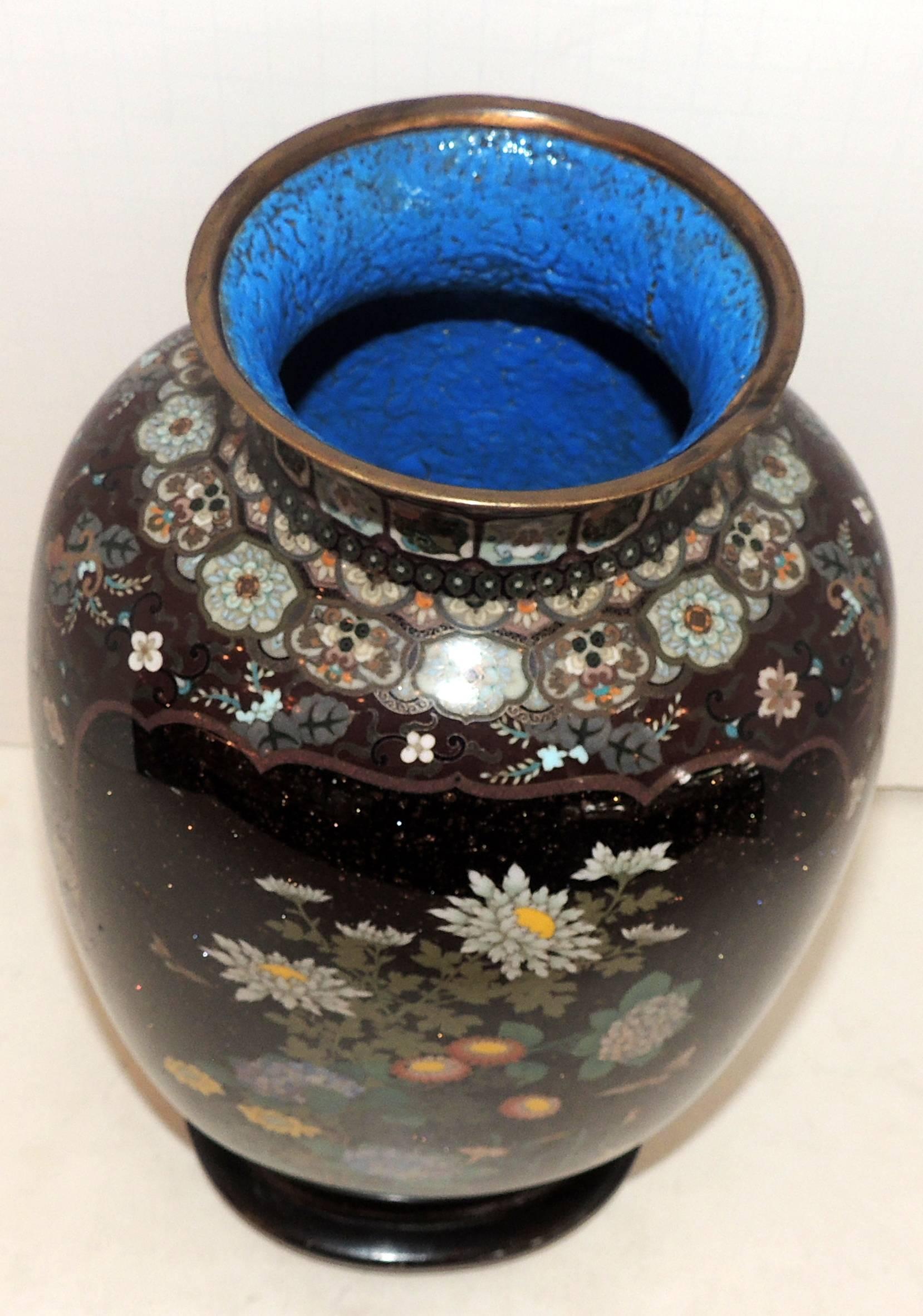 Early 20th Century Wonderful Pair of Fine Japanese Meiji Cloisonne Enameled Vases Urn Form Lamps