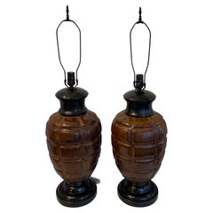 Wonderful Pair Frederick Cooper Chinoiserie Marble Metal Painted Tole Lamps