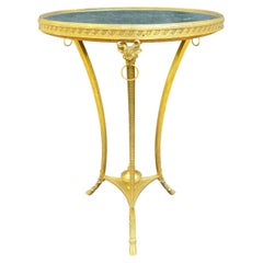 Wonderful Pair French Bronze Mirror Top Rams Head Louis XVI Gueridon Side Tables