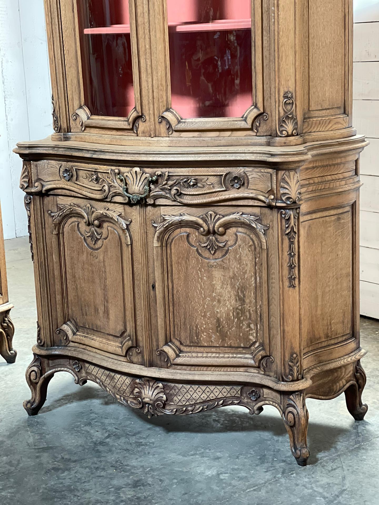 Wonderful Pair French Carved Oak Cabinets For Sale 7
