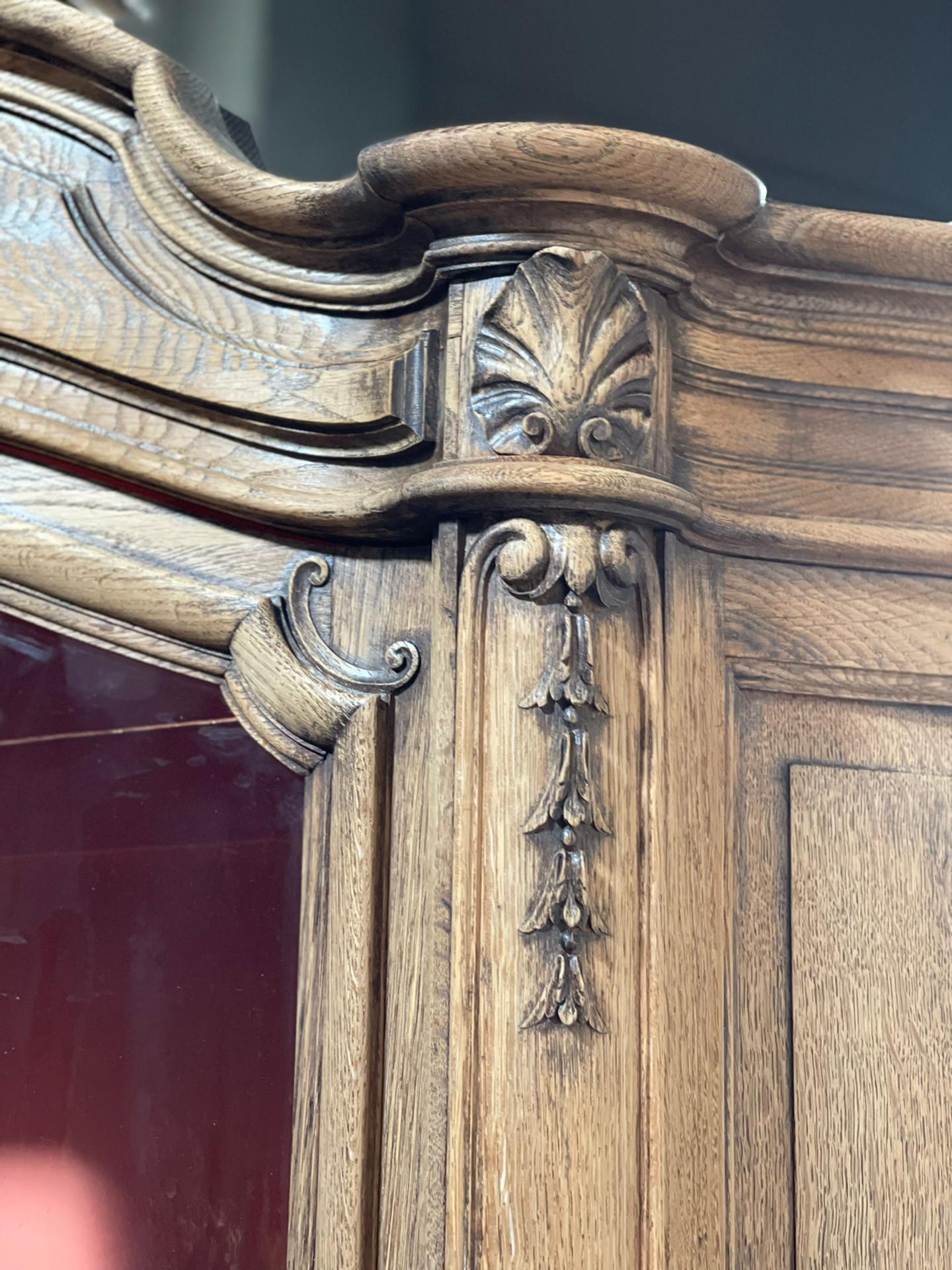 Wonderful Pair French Carved Oak Cabinets For Sale 9