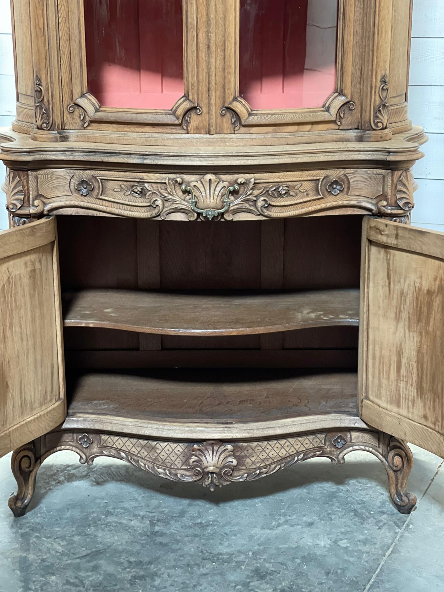 Wonderful Pair French Carved Oak Cabinets For Sale 1