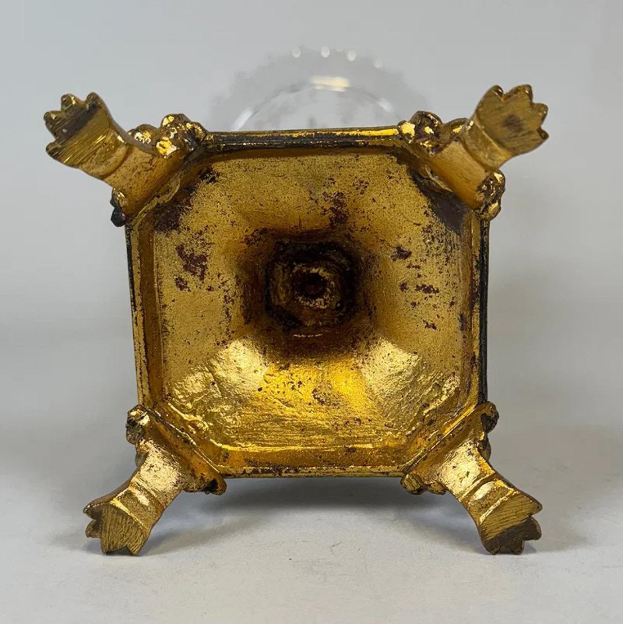 Wonderful Pair French Continental Etched Crystal Bronze Ormolu Trumpet Vases In Good Condition For Sale In Roslyn, NY