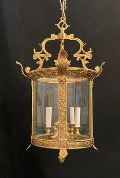 Wonderful Pair French Dore Bronze Louis XV Style Lanterns Pendent Fixtures