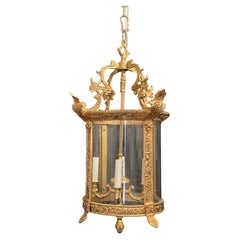 Wonderful Pair French Dore Bronze Louis XV Style Lanterns Pendent Fixtures