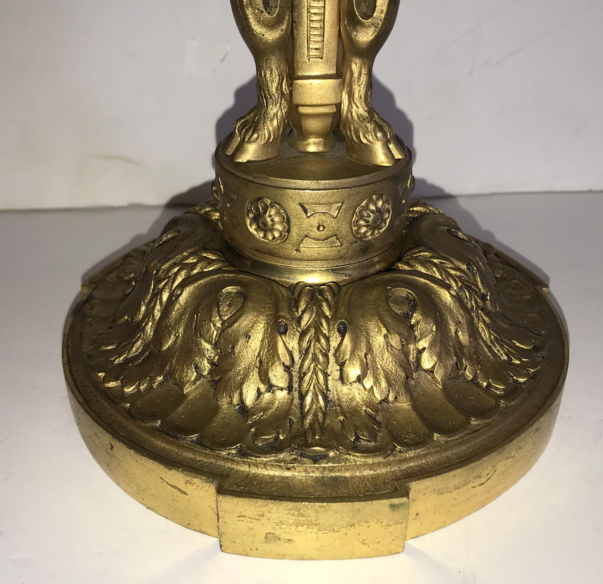 20th Century Wonderful Pair French Gilt Doré Bronze Neoclassical Caldwell Regency Candelabra