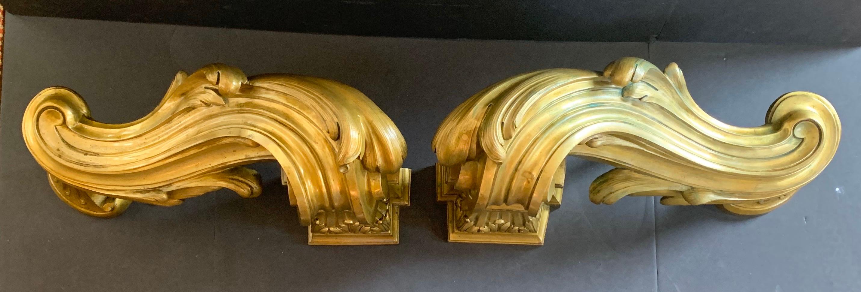 Wonderful Pair of French Louis XV Neoclassical Regency Bronze Fireplace Andirons 3