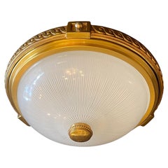 Wonderful Pair French Maison Bagues Gilt Bronze Art Glass Flush Mount Fixtures