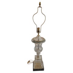 Wonderful Pair Gilt Bronze Baccarat Swirl Glass Marble Urn Form Crystal Lamps