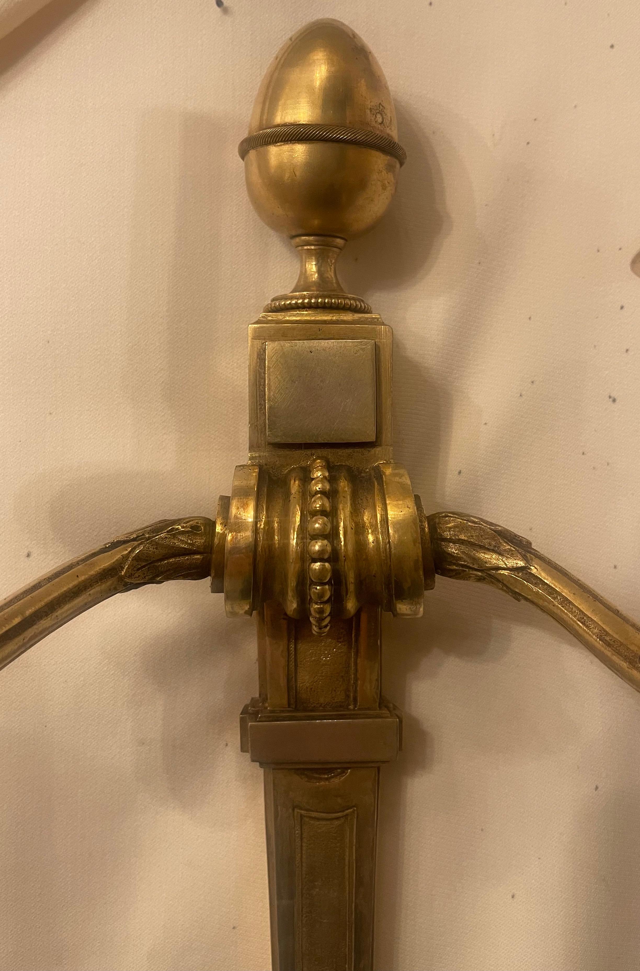 19th Century Wonderful Pair Henri Vian French Doré Bronze Neoclassical Regency Empire Sconces For Sale