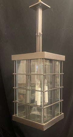 Wonderful Pair Iron Glass Modern Lantern Pendent Sconces Ceiling Light Fixtures