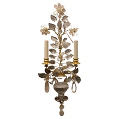 Wonderful Two Pairs Italian Rock Crystal Baguès Urn Flower Gilt Nestle Sconces