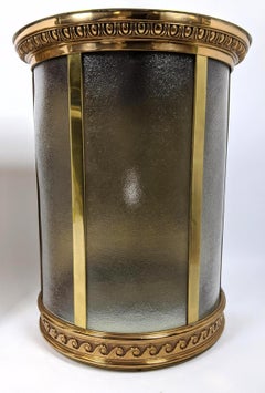 Wonderful Pair Large Bronze Brass Half Round Bowed Glass Lantern Wall Sconces