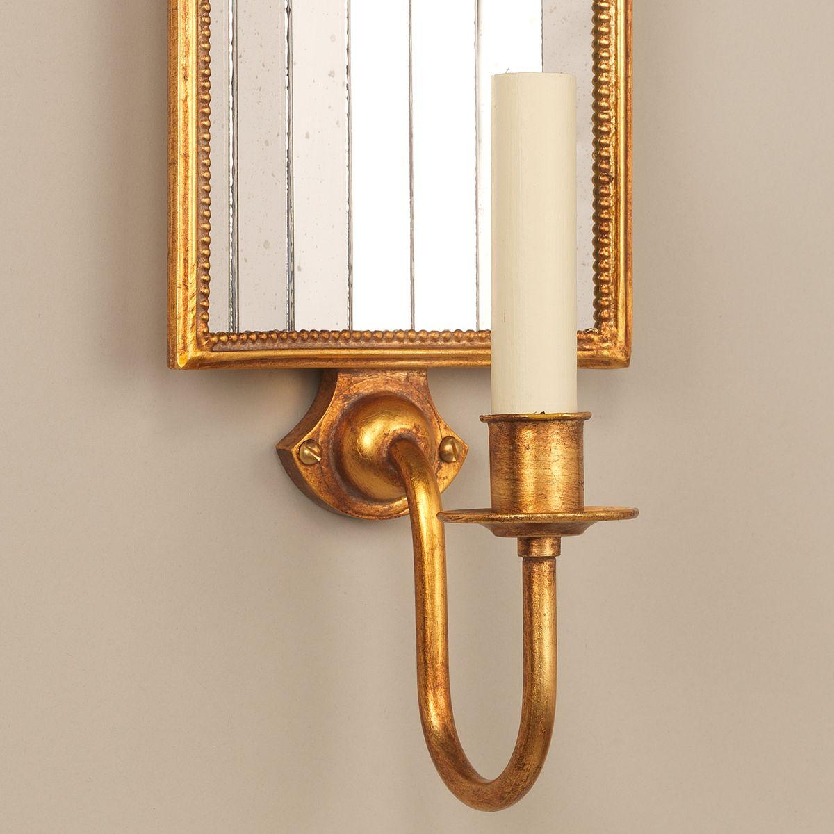 Wonderful Pair Large Vaughan Tole Gold Gilt Mirror Strip Panel Wall Sconces   In Good Condition In Roslyn, NY