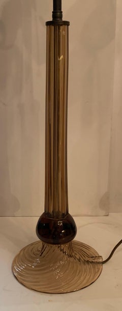 Pair of Lorin Marsh Mid-Century Modern Italian Murano Amber Glass Lamps