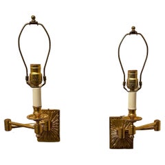 Wonderful Pair Maison Baguès French Empire Bronze Swing Arm Sconces Wall Lamps