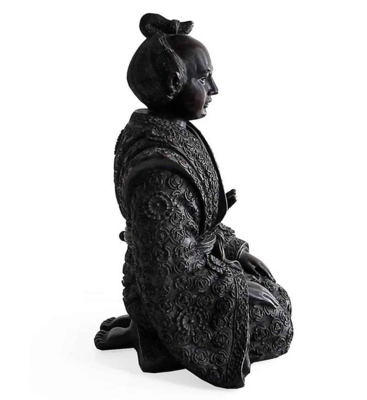 20th Century Wonderful Pair Maitland-Smith Japanese Bronze Figures Samaraui Geisha Sculptures For Sale
