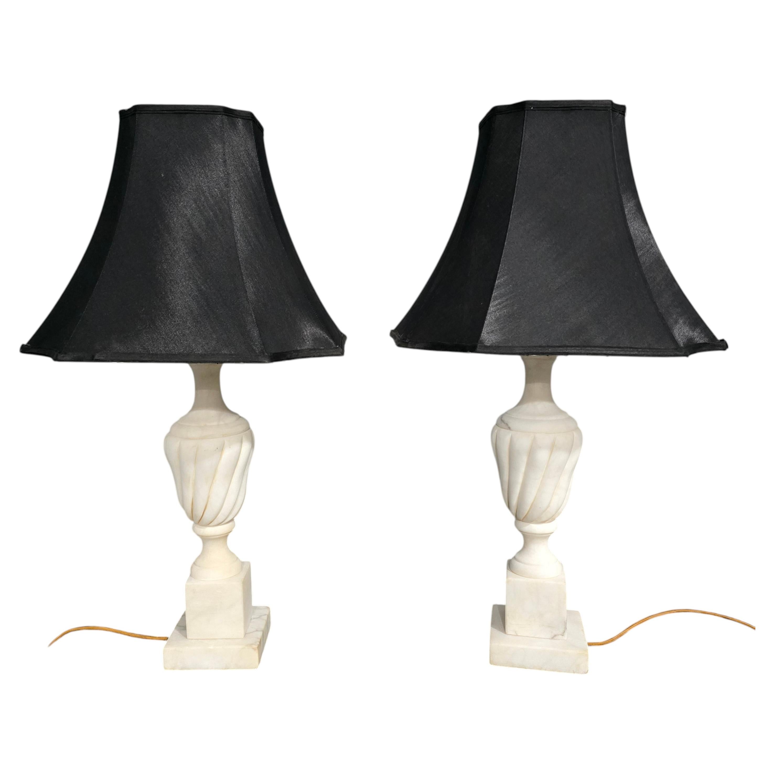 Wonderful Pair Marble Table Lamps