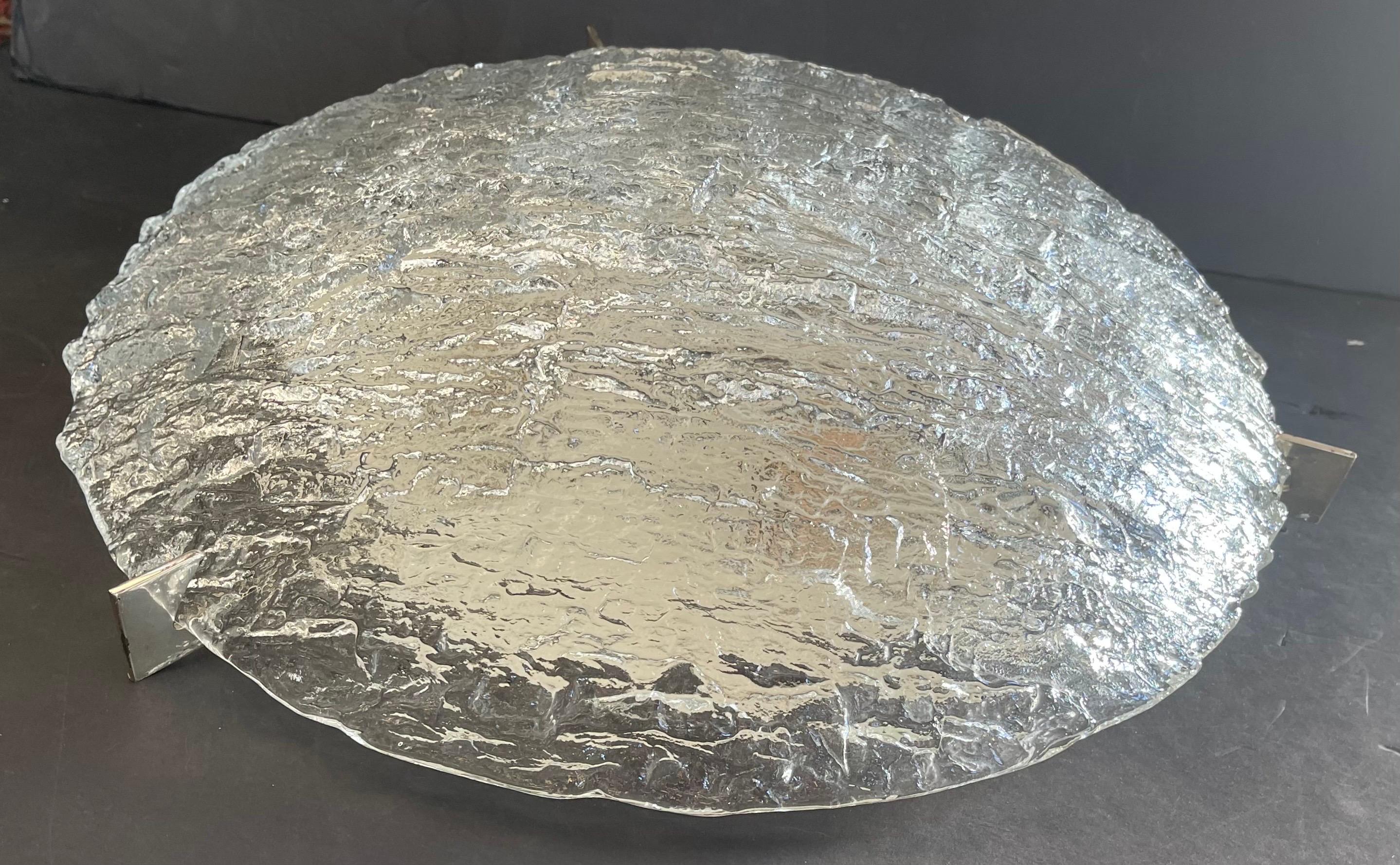 Mid-Century Modern Merveilleuse paire de chasse d'eau en verre craquelé Seguso, moderne du milieu du siècle, Barovier  Fixtures (en anglais) en vente