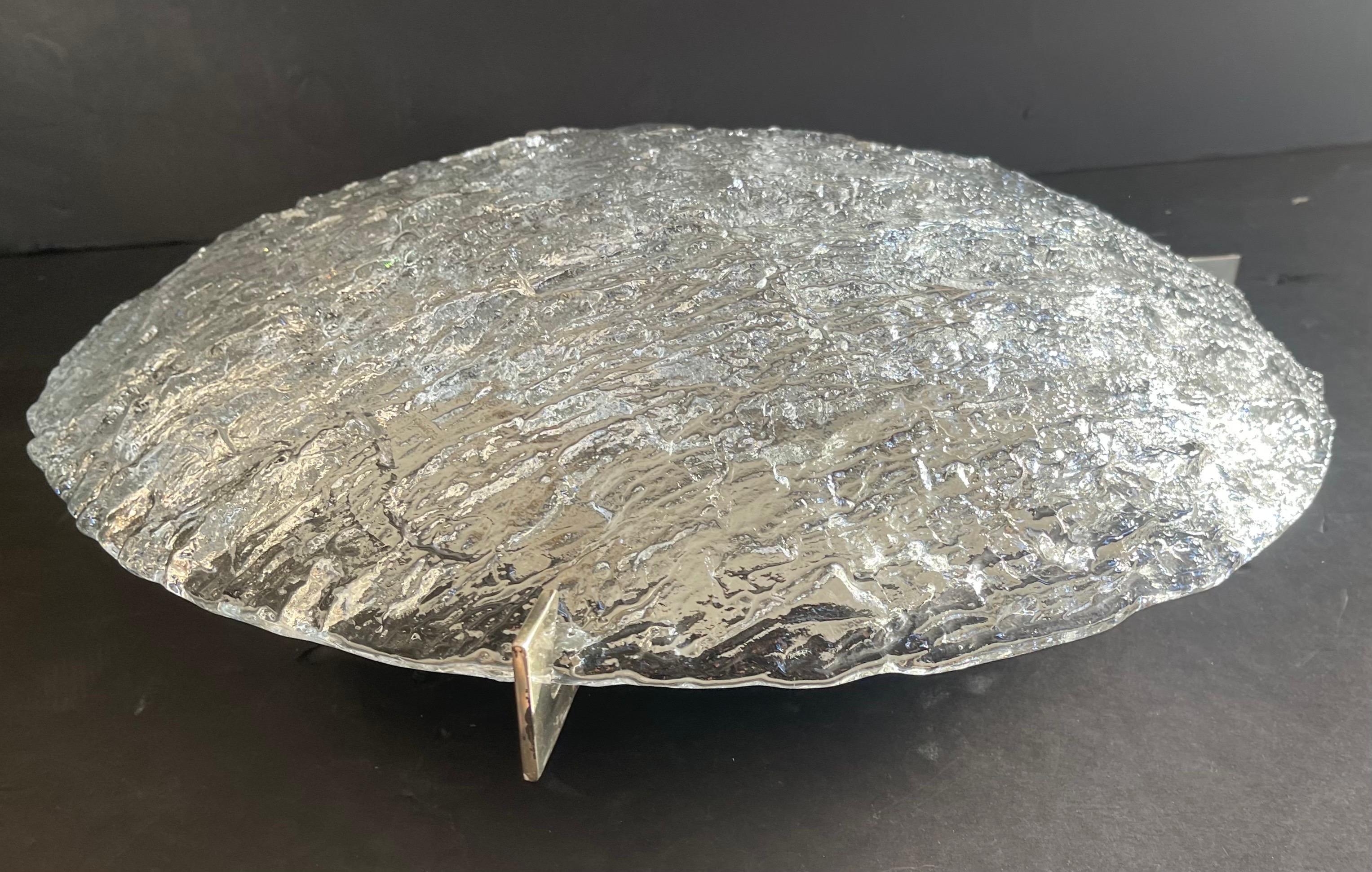 20ième siècle Merveilleuse paire de chasse d'eau en verre craquelé Seguso, moderne du milieu du siècle, Barovier  Fixtures (en anglais) en vente