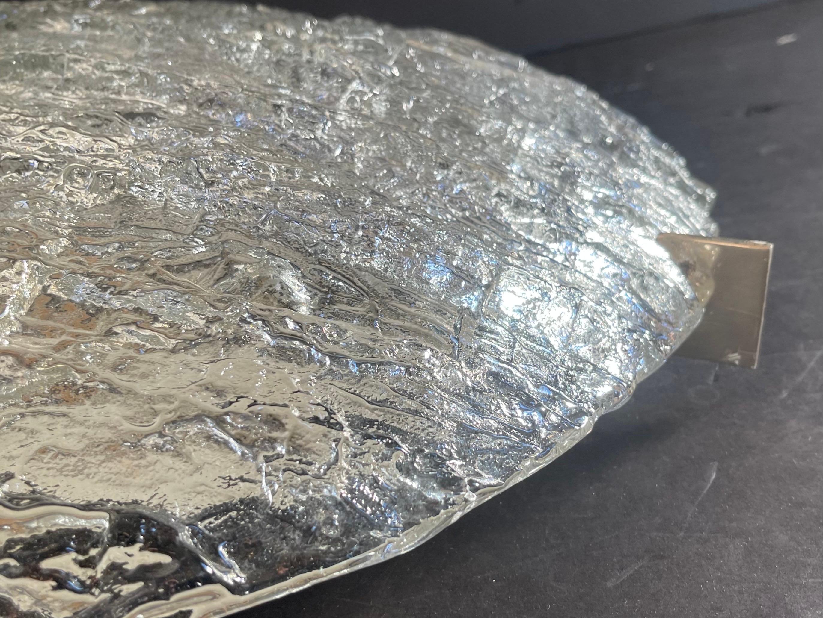 Verre d'art Merveilleuse paire de chasse d'eau en verre craquelé Seguso, moderne du milieu du siècle, Barovier  Fixtures (en anglais) en vente