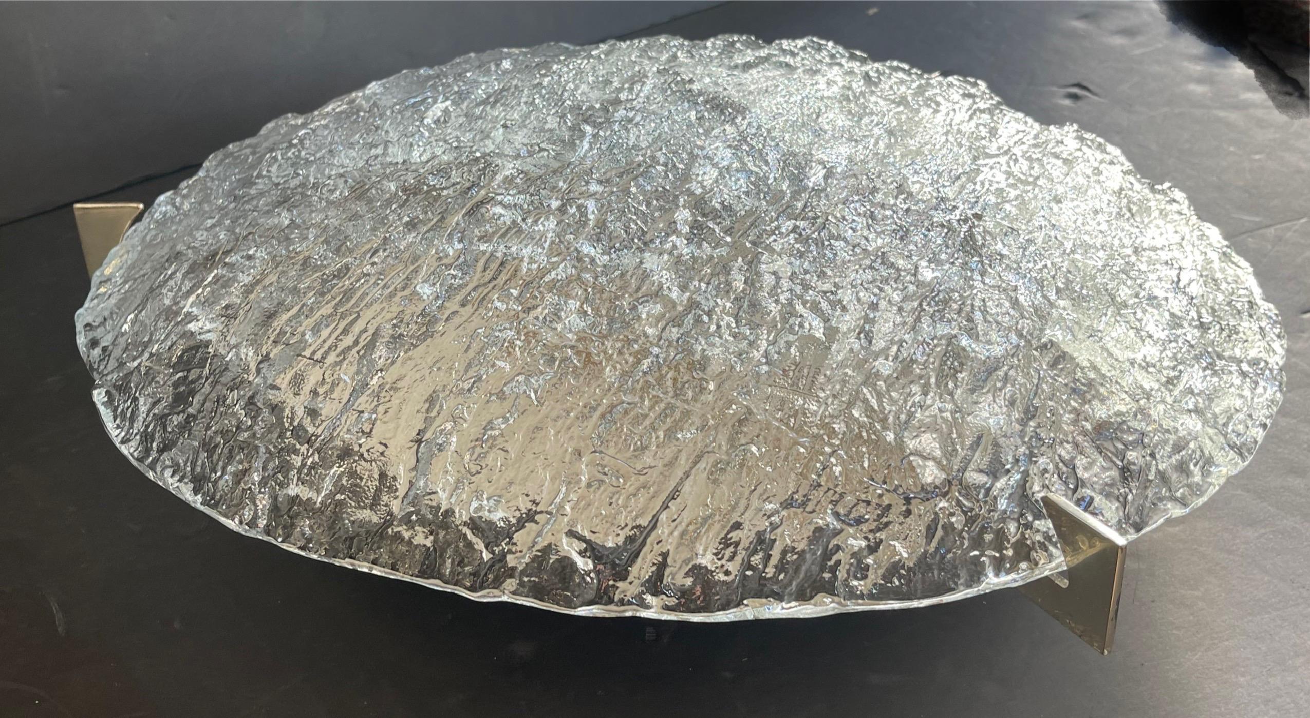 Merveilleuse paire de chasse d'eau en verre craquelé Seguso, moderne du milieu du siècle, Barovier  Fixtures (en anglais) en vente 1