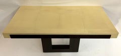 Pair of Mid-Century Modern Deco Goat Skin Macassar Ebony Console Tables
