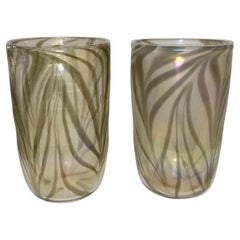 Wonderful Pair Mid Century Modern Italian Cenedese Murano Art Glass Large Vases