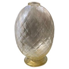 Wonderful Pair Mid Century Modern Italian Gold Honeycomb Murano Art Glass Vases