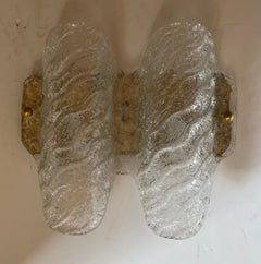 Wonderful Pair Mid-Century Modern Murano Art Glass Light Fixtures Wall Sconces
