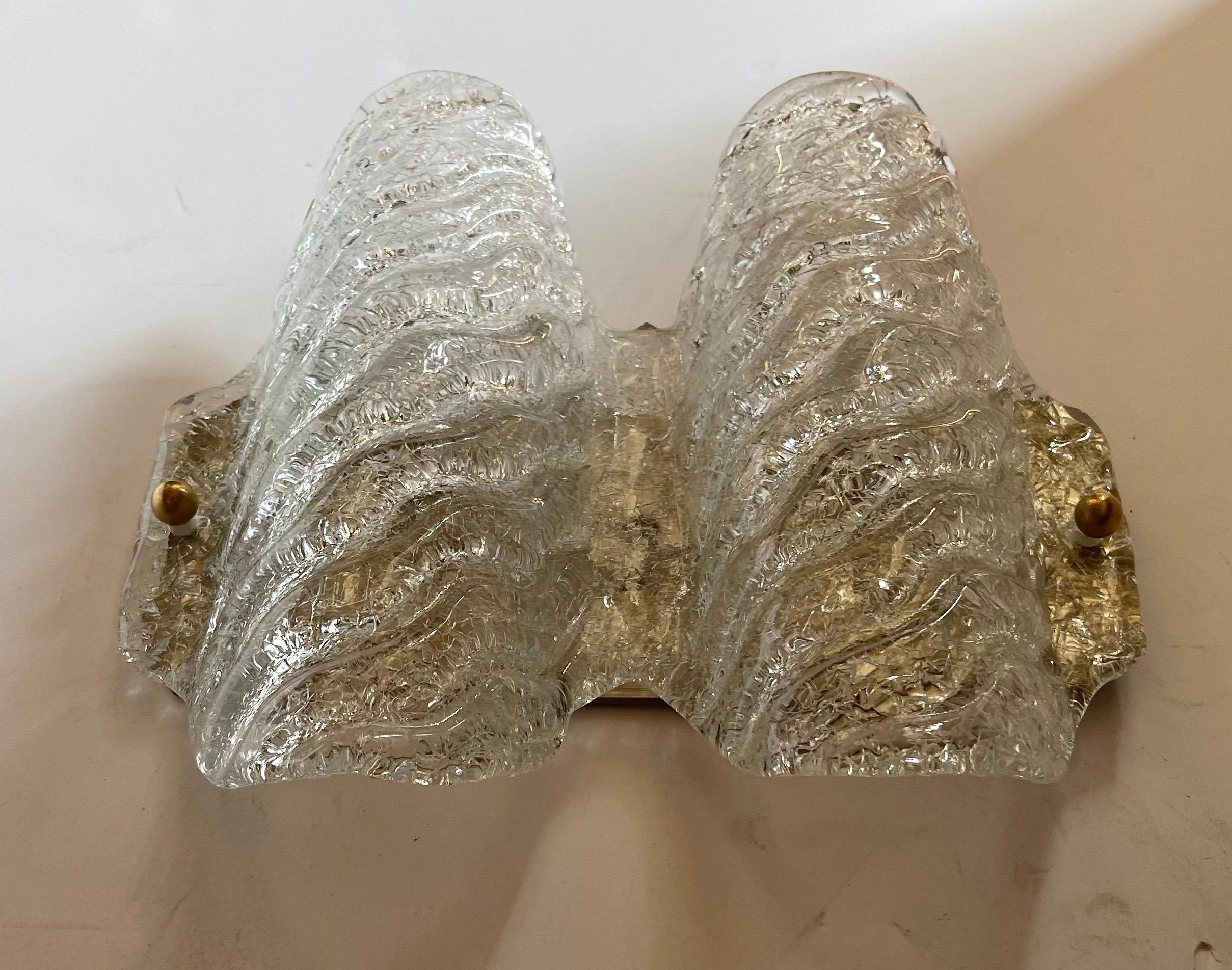 Wonderful Pair Mid-Century Modern Murano Art Glass Light Fixtures Wall Sconces In Good Condition For Sale In Roslyn, NY