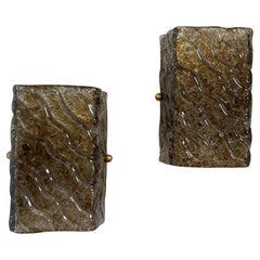 Wonderful Pair Mid-Century Modern Murano Art Glass Light Fixtures Wall Sconces