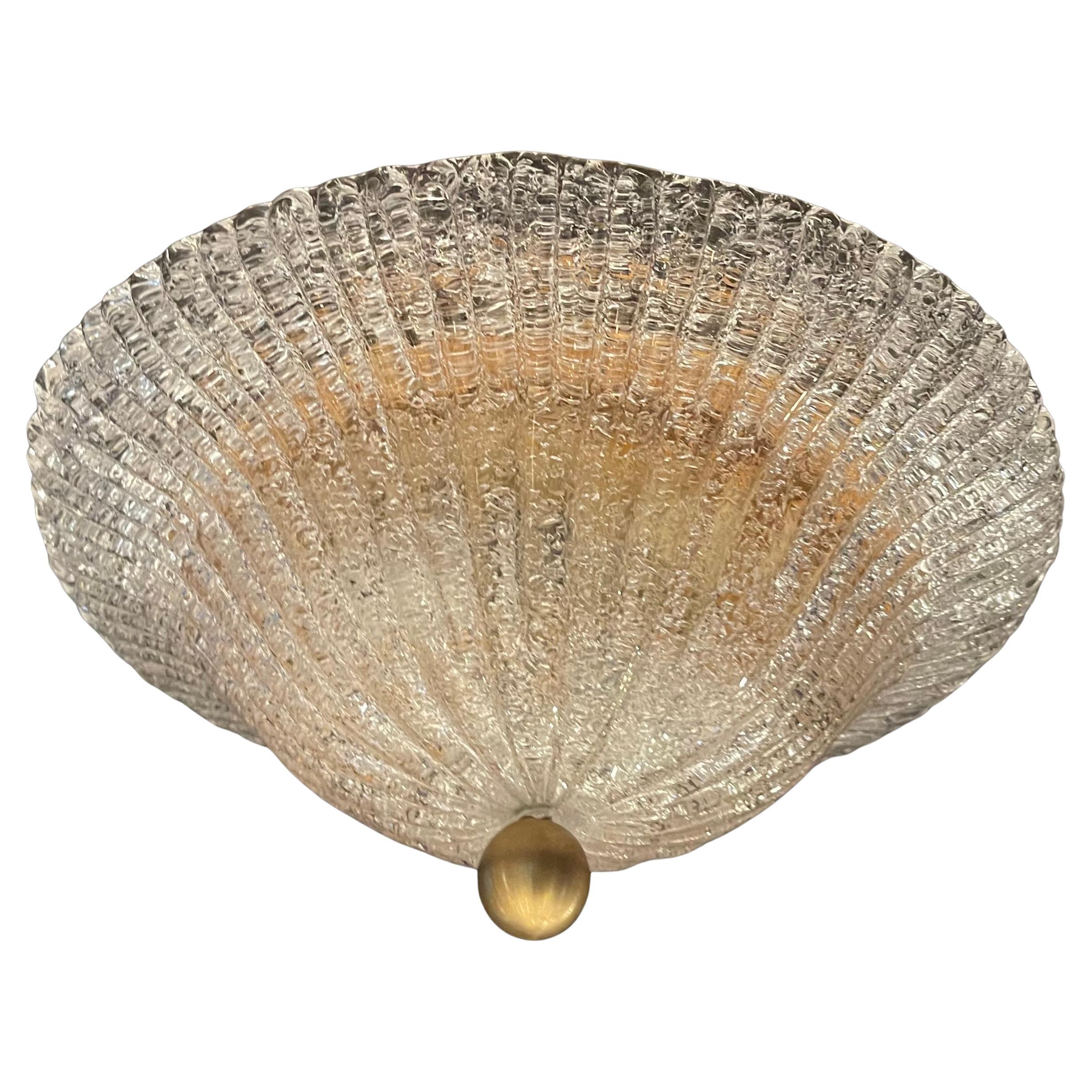 Merveilleuse paire de luminaires encastrés en verre d'art craquelé de Murano, mi-siècle moderne