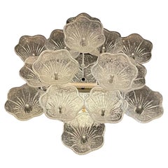 Wonderful Pair Mid-Century Modern Murano Venetian Glass Flower Sconces Fixtures