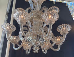 Wonderful Pair Mid Century Murano Large Seguso Smoke Glass 2 Tier Chandeliers