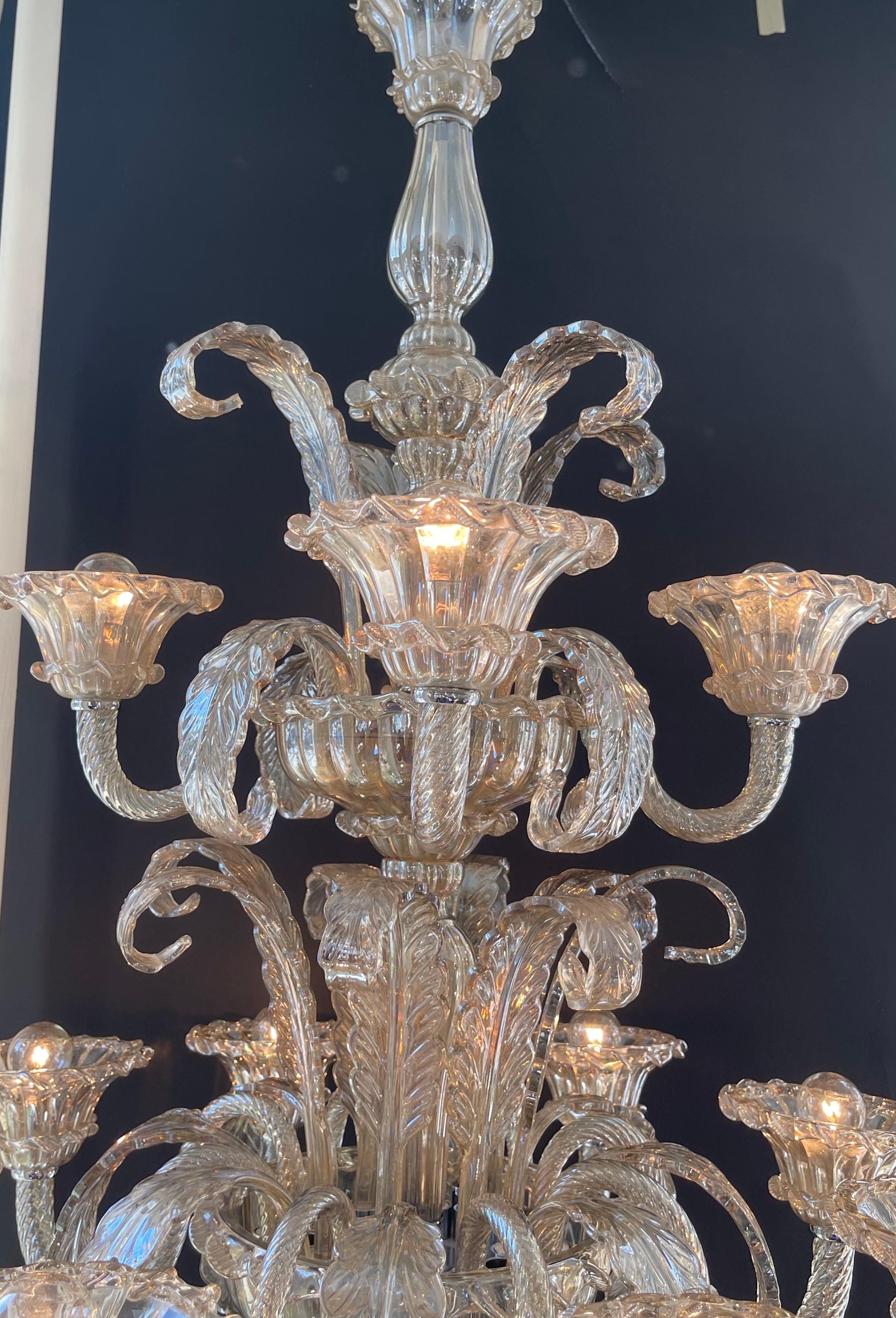 Mid-Century Modern Wonderful Pair Mid Century Murano Large Seguso Smoke Glass 2 Tier Chandeliers For Sale
