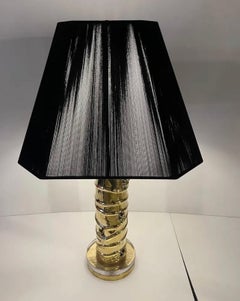 Wonderful Pair Modern Contemporary Brass Bamboo Glass Form Frog Mounted Lamps