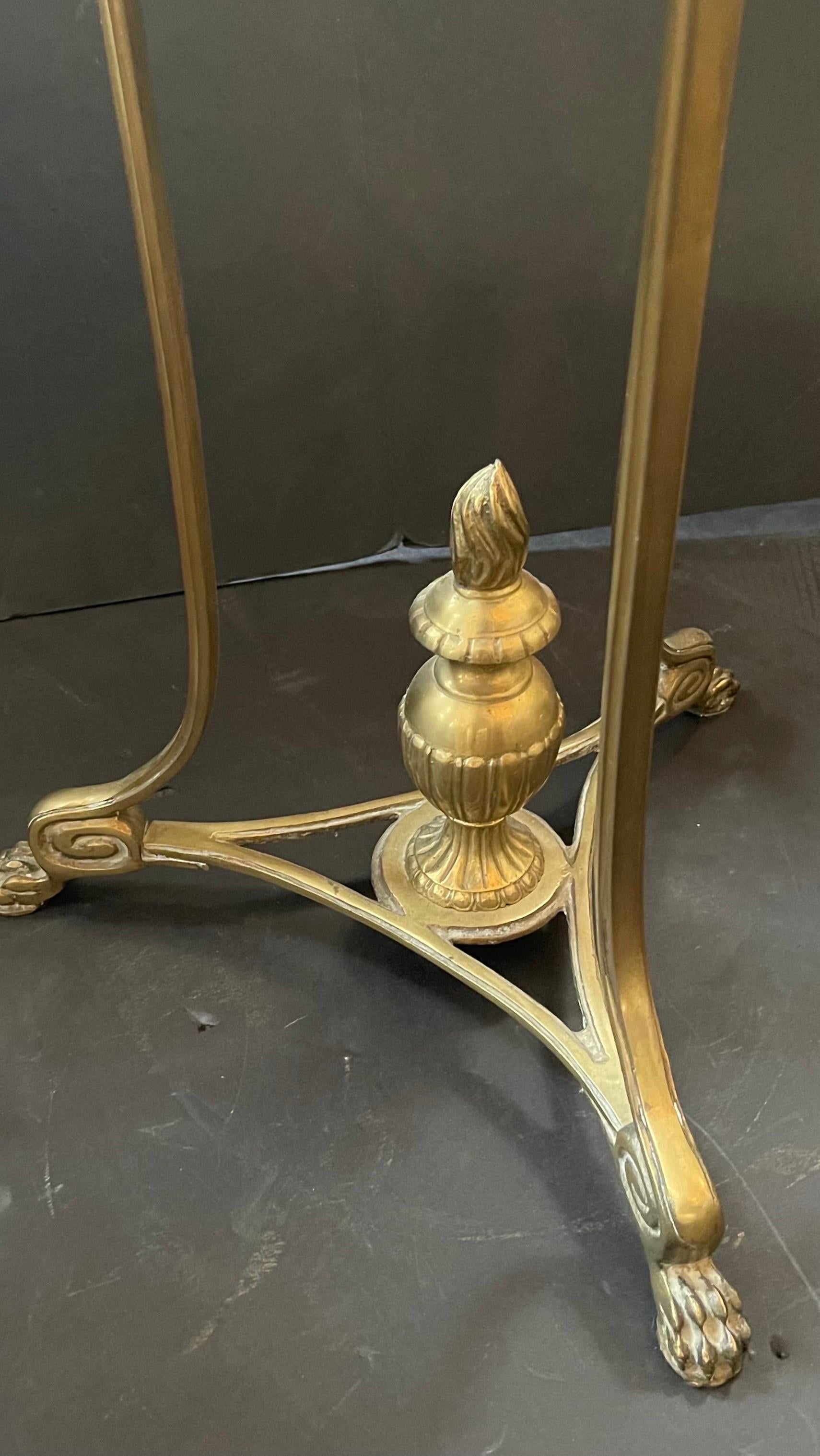 Wonderful Pair Neoclassical Ormolu Bronze Marble Lions End Side Gueridon Tables In Good Condition In Roslyn, NY