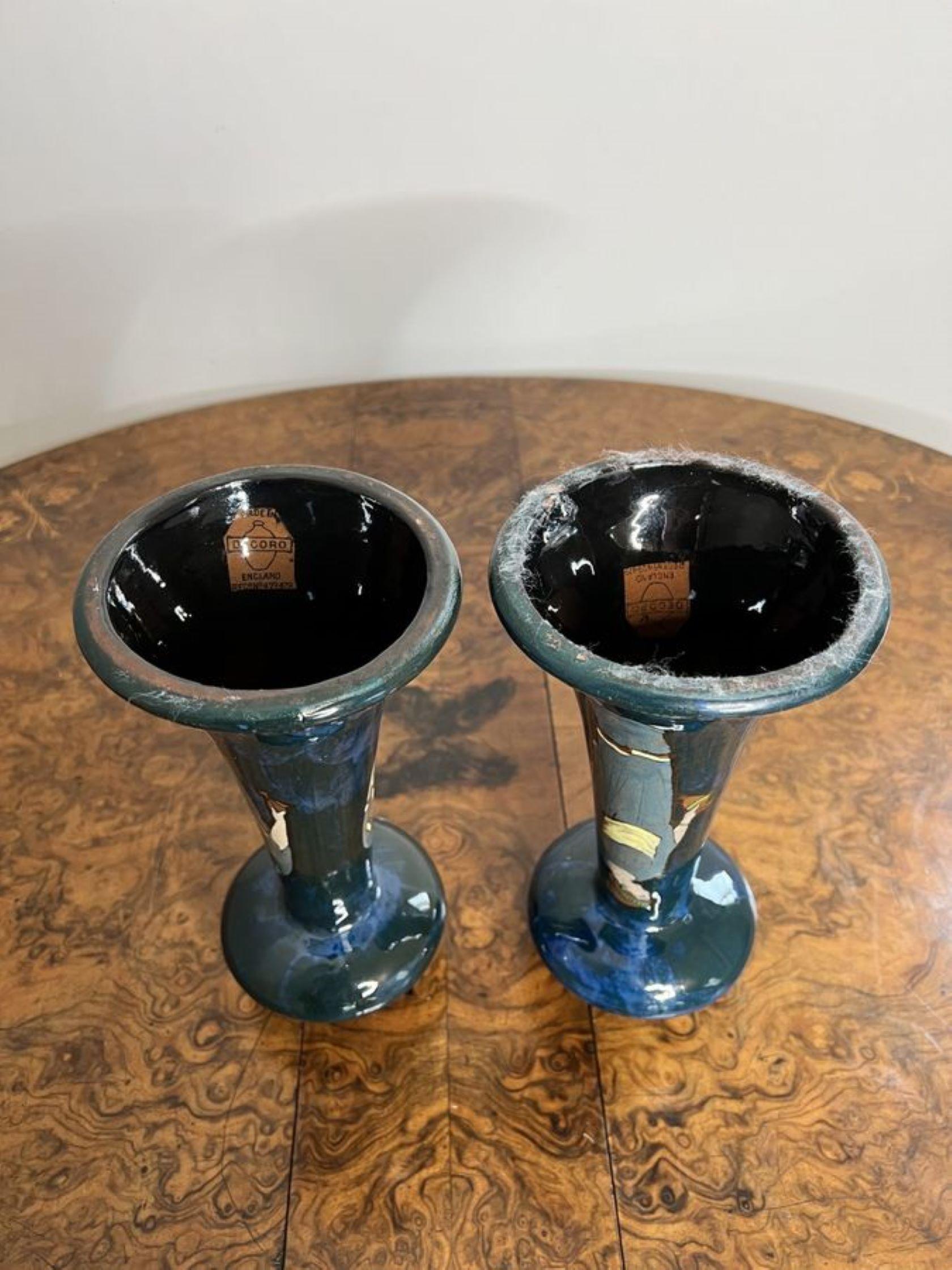 Ceramic Wonderful pair of antique Decoro England candlesticks  For Sale