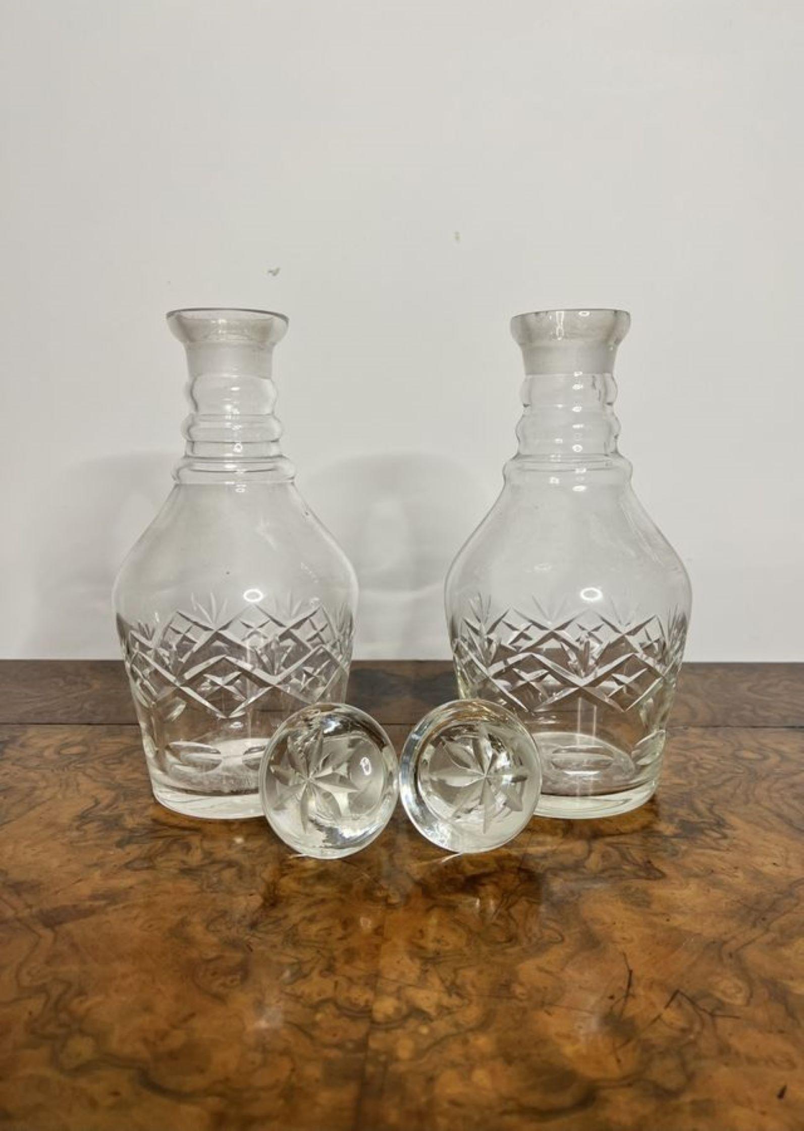 Wonderful pair of antique Victorian cut glass decanters  In Good Condition For Sale In Ipswich, GB