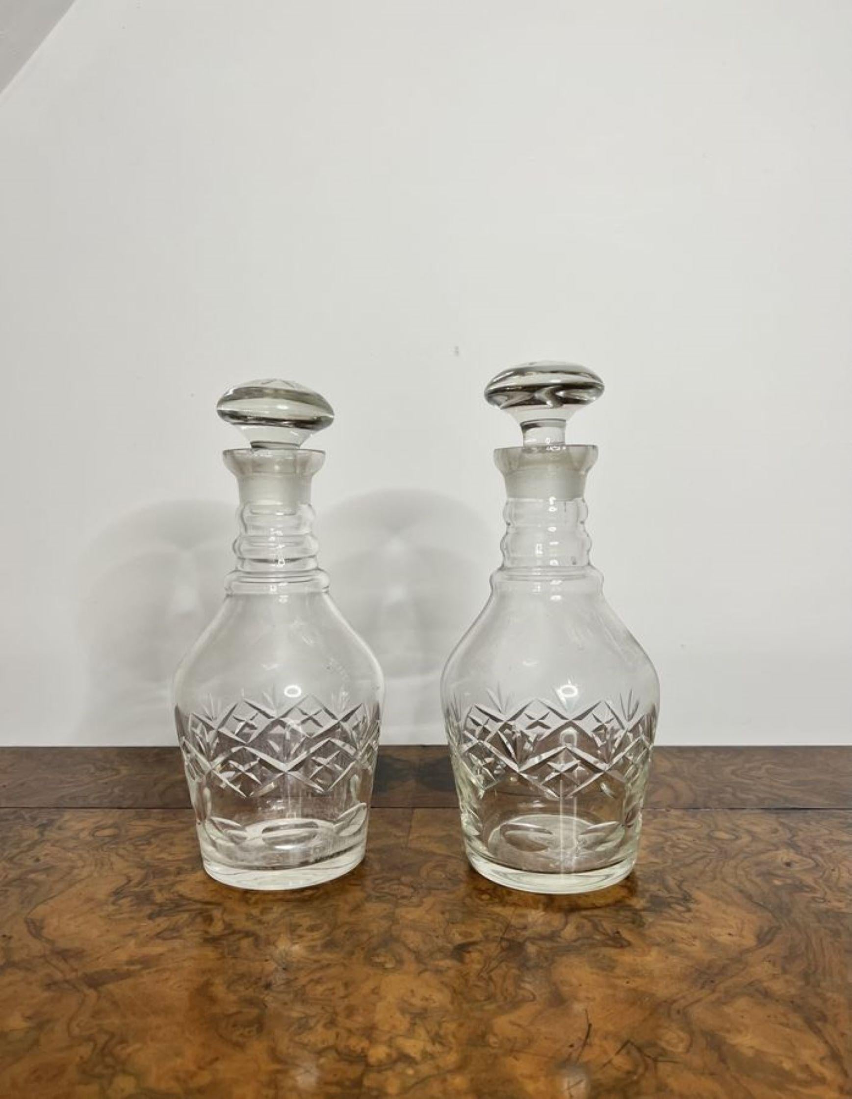 19th Century Wonderful pair of antique Victorian cut glass decanters  For Sale