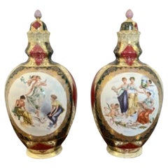 Wonderful pair of Antique Victorian quality porcelain lidded vases