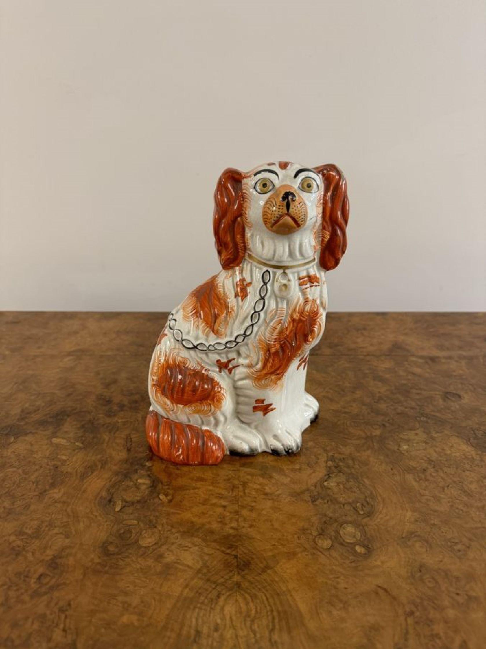 Early Victorian Wonderful pair of antique Victorian seated spaniels For Sale