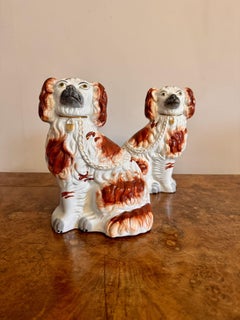 Wonderful pair of antique Victorian Staffordshire dogs