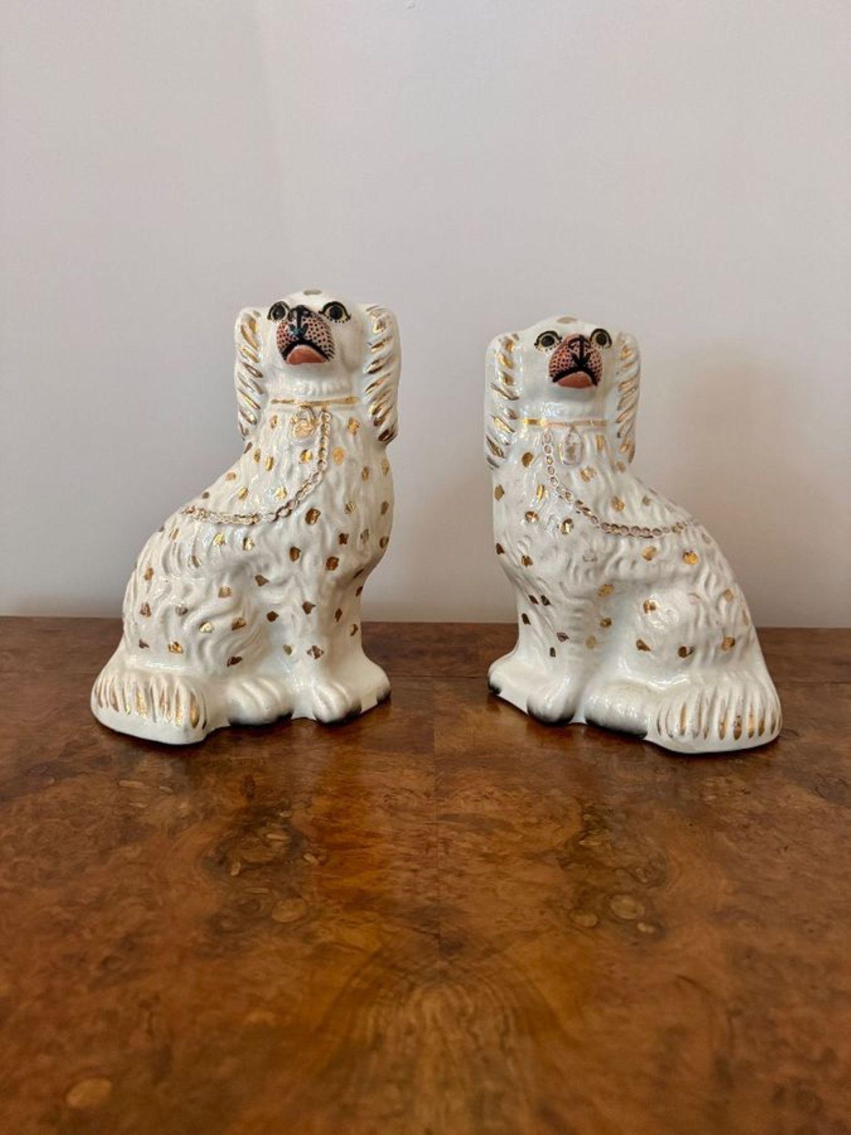 XIXe siècle Merveilleuse paire d'anciens chiens Staffordshire de l'époque victorienne en vente