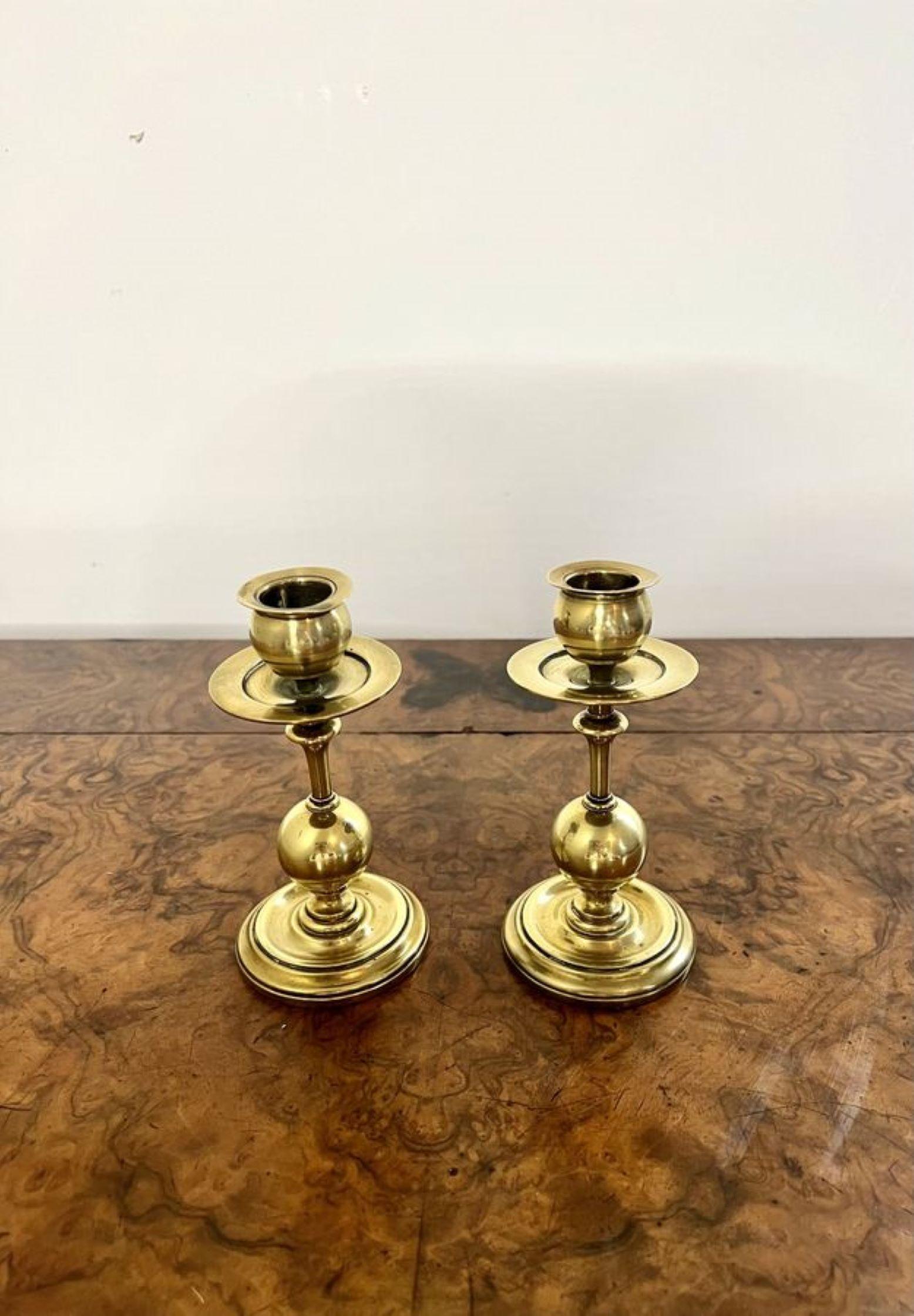 20th Century Wonderful pair of arts and crafts brass candlesticks 