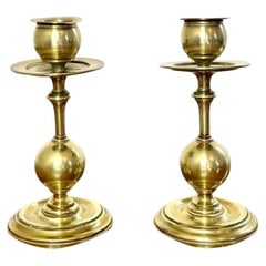 Wonderful pair of arts and crafts brass candlesticks 