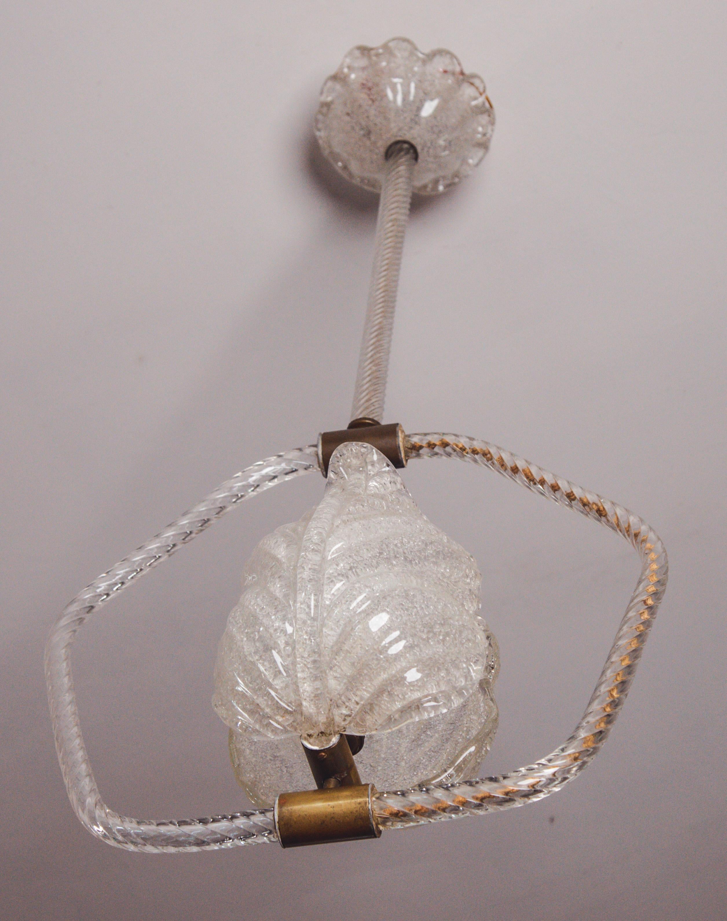 Wonderful Pair of Barovier and Toso Light Pendant, Murano Glass, 1950s For Sale 3