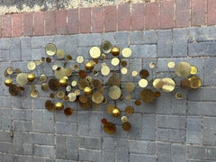 Wonderful Pair of Brass Curtis Jere Raindrops Wall Sculpture Mid-Century Modern